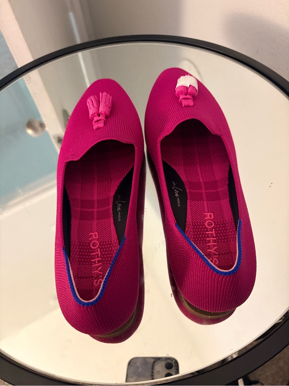 Rothy’s Women’s Pink Flats – Slip-On Knit Ballet Shoe w/ Tassle